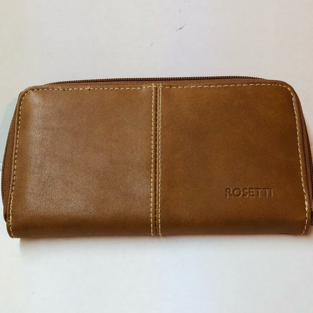 Vintage Camel Color Leather Rosetti Wallet Never Used